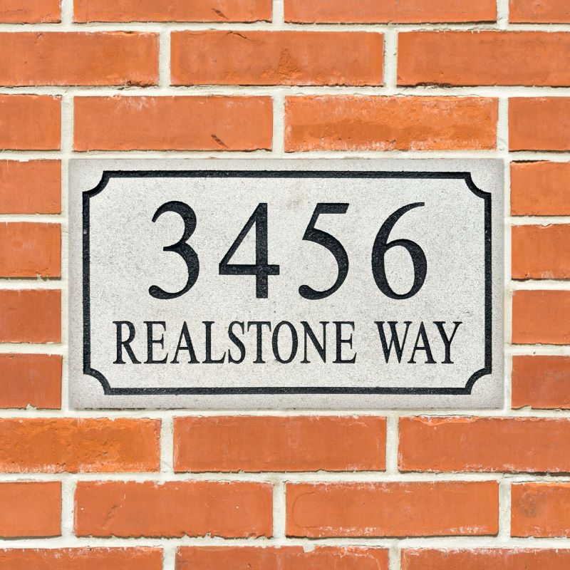 Address Border Sign Address Stone - Street Name - Customizable Border: 3-5/8