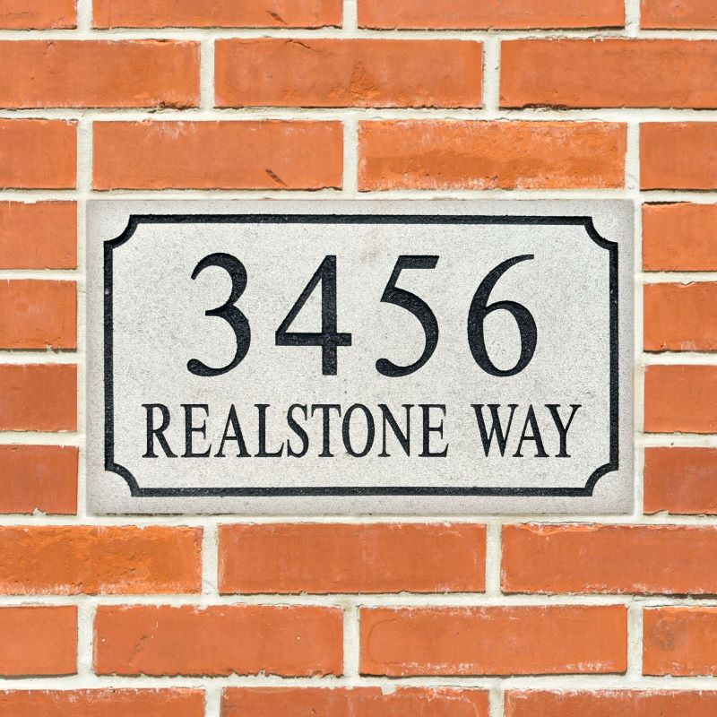 Address Stone - Street Name - Customizable Border: 3-5/8" Depth