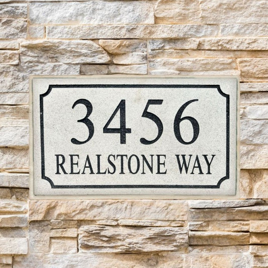 Address Stone - Street Name - Customizable Border: 2" Depth